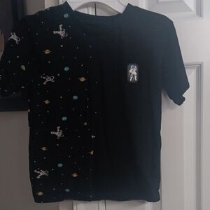Eighty Eight Black Short Sleeve Tee with Asymmetrical Design
